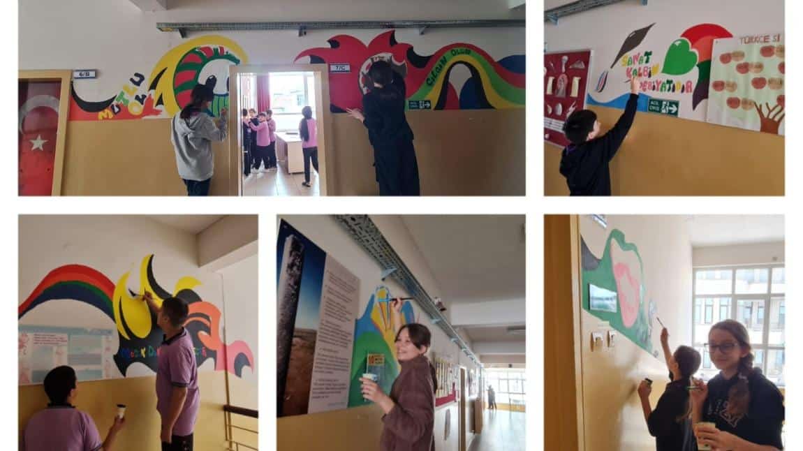 Okul koridorlarımızı ve sınıf köşelerimizi renklendirme çalışmalarımız...